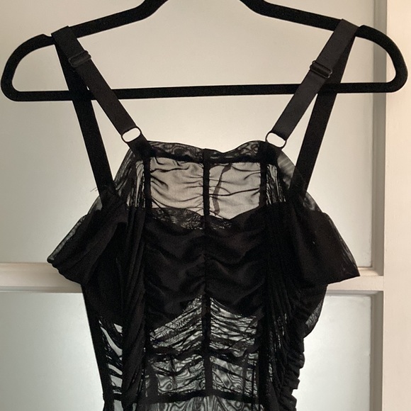 DANIELLE GUIZIO sheer ruched black dress size small *as is - Picture 4 of 14